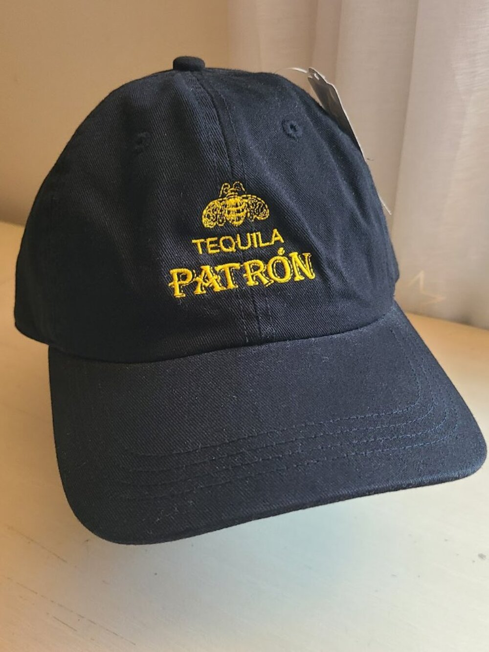 Patrón Tequila Bee Embroidered Classic Baseball Cap Hat Black Adjustable NWT